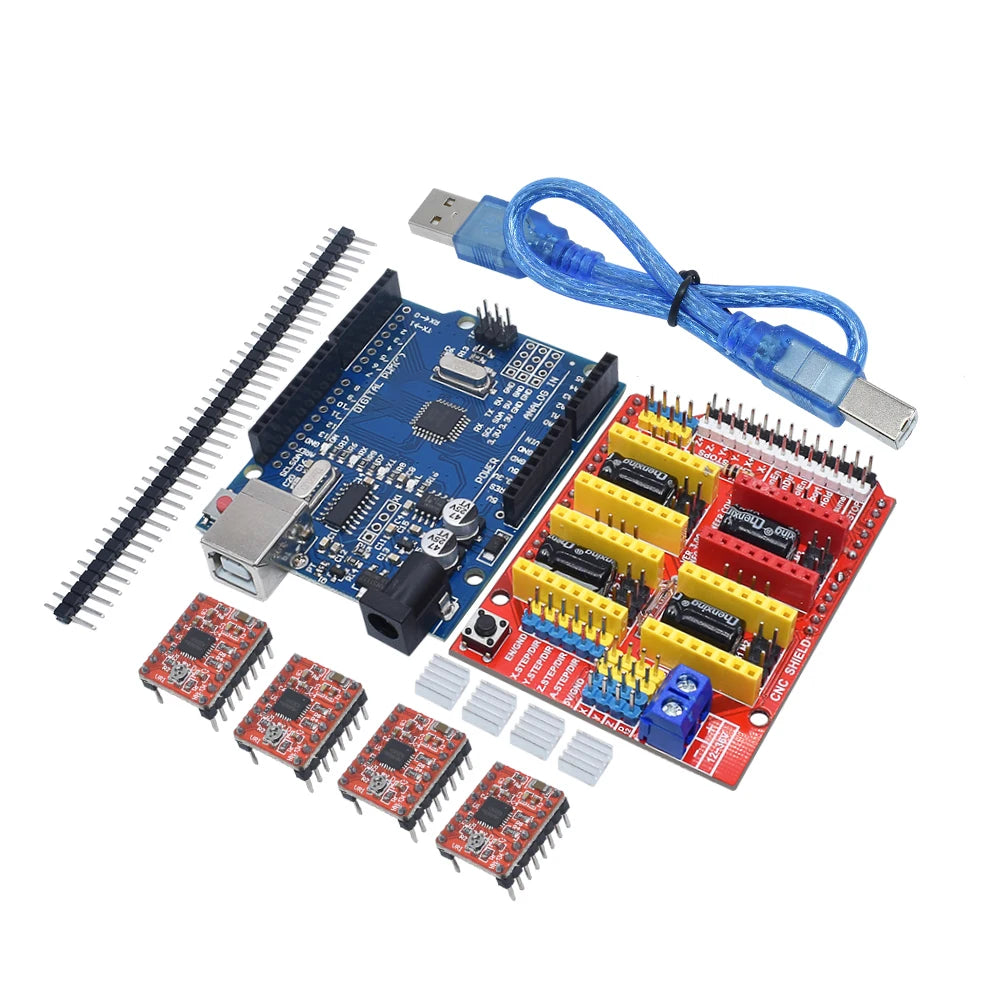 Cnc shield V3 engraving machine 3D Printe+ 4pcs DRV8825 driver expansion board for Arduino + UNOR3 with USB cable