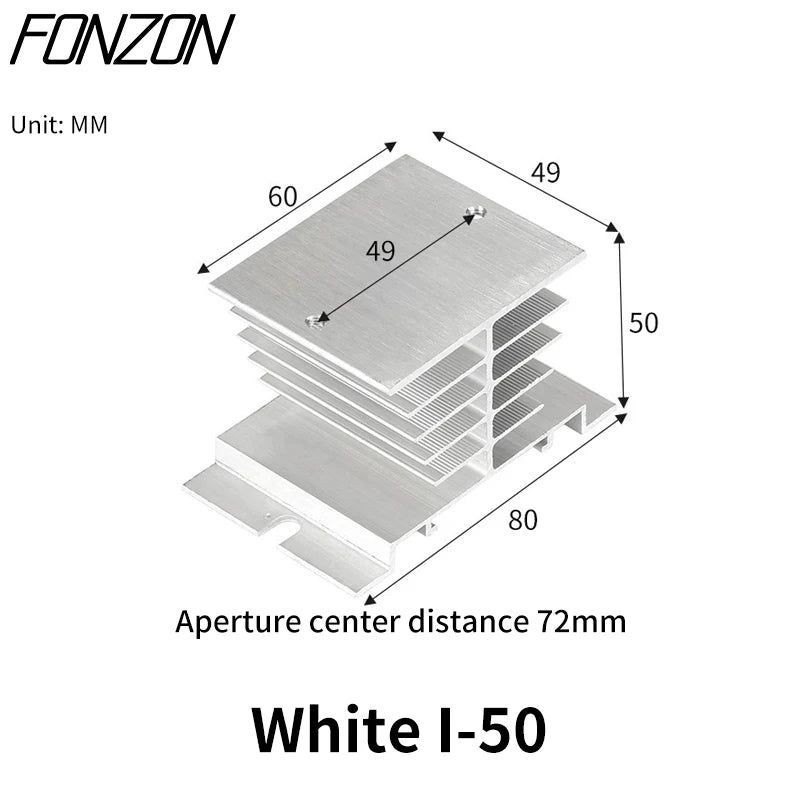 1 Pcs 10A-40A New Type Single-Phase Solid State Relay SSR Aluminum Fin Heat Sink Suitable For SSR-10DA/25DA/40DA