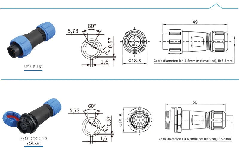 SP13 Aviation Waterproof Connector IP68 Docking Electrical Cable Wire Male Female Plug Socket Welding Type Industrial Connector