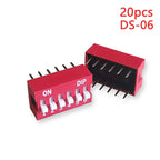 20PCS Red Toggle DIP Switch Module Spacing 2.54MM 24V Inline 1 2 3 4 5 6 7 8 9 10 12 PIN Quick Dial The Code Switch