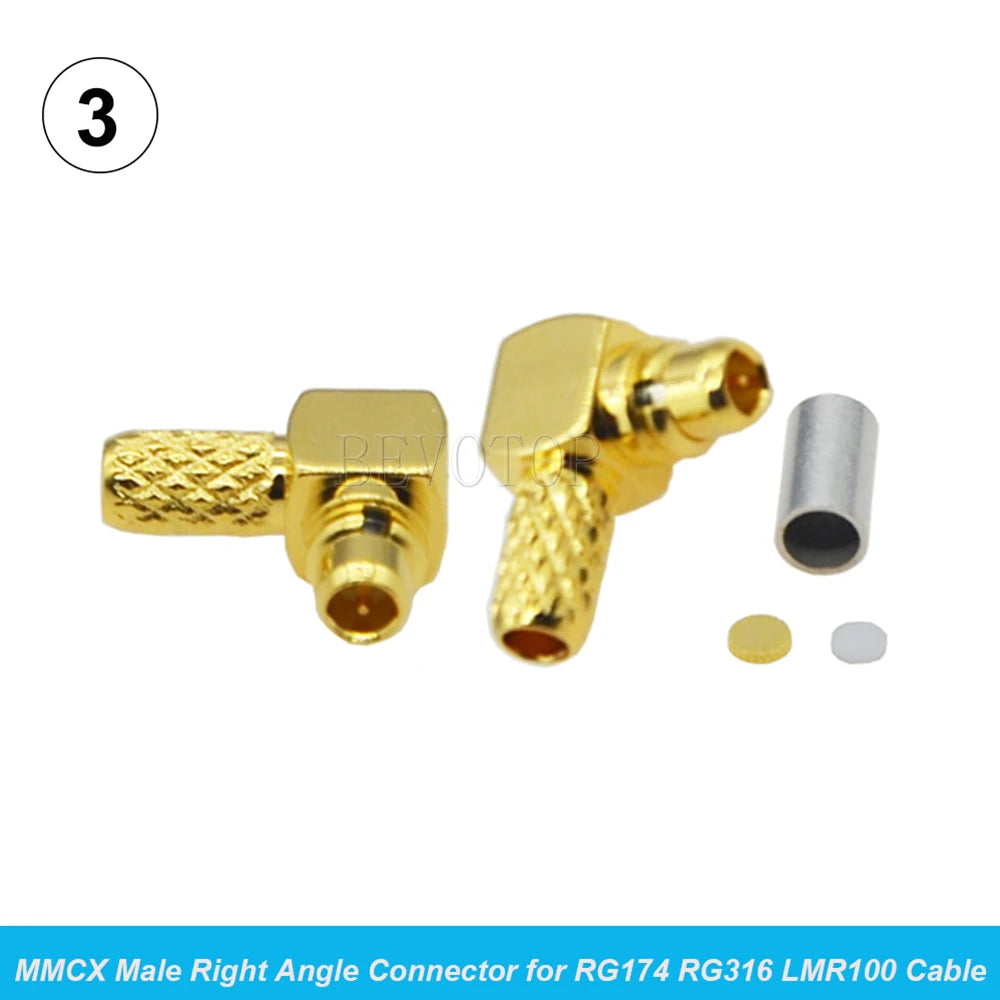 10PCS/Lot MMCX Male/Female Straight/Right Angle Crimp 50ohm MMCX Type RF Connector for RG174 RG178 RG179 RG316 LMR100 Cables