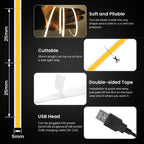 DC 5V USB COB Strip 3MM 5MM 8MM White/Pink/Red/White/Yellow/Ice Blue/Green Flexible Ribbon Rope Home Decor TV Backlight