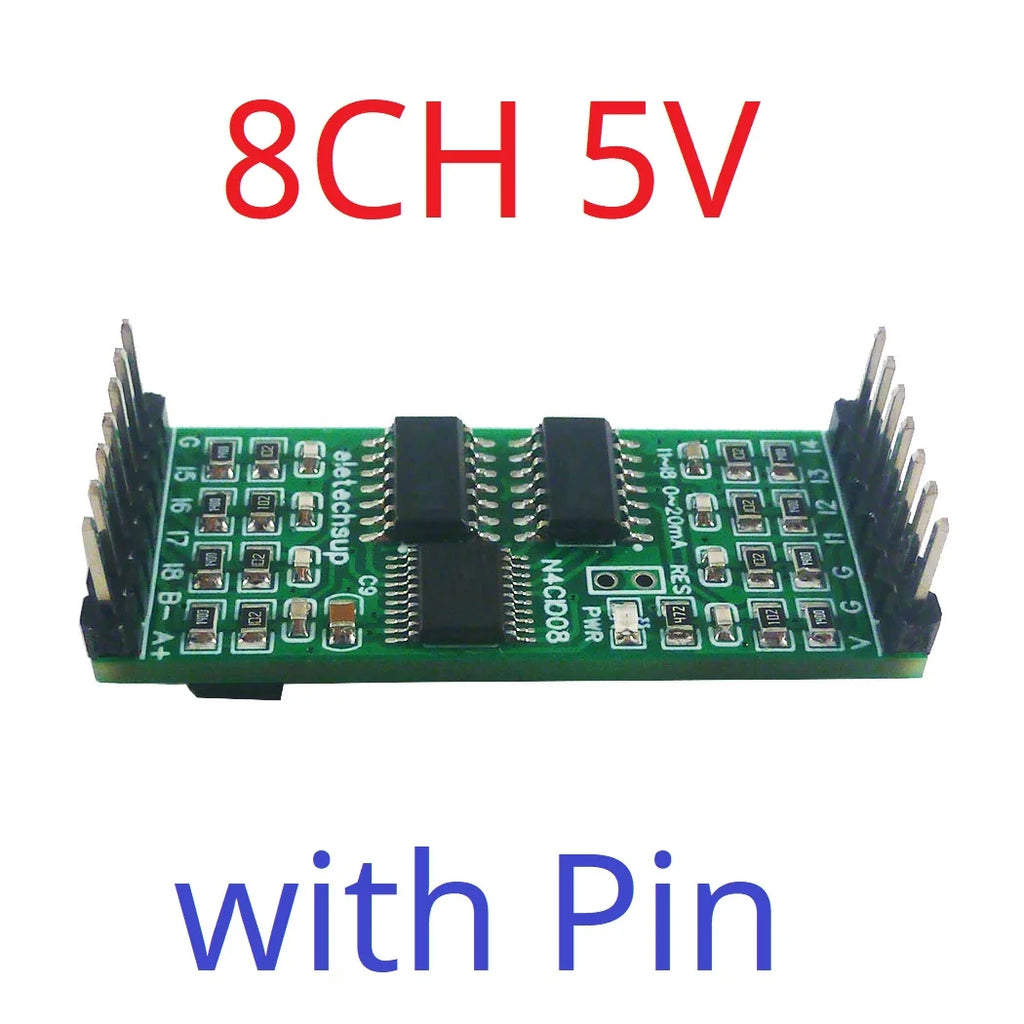 8CH Analog-to-Digital Conversion ADC Module 0-5V 0-10V 4-20MA 0-20MA Voltage Current to RS485 Modbus PinBoard PLC Remote IO DIY