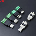 JCD USB 2.0 Connector Avoid Welding Plugs USB Type A Male Female to 4Pin 5pin Screw Terminal Socket Adapter Plug For Computer TV
