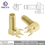 SMA Male Female Straight Connector 90 Degree Solder Edge PCB Straight Right angle Mount RF Copper Plug Socket