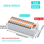1PCS Wire Electrical Connectors PTFIX 2.5mm Wire Merging And Branching Device Push-in Terminal Block Connector Mount On Din Rail