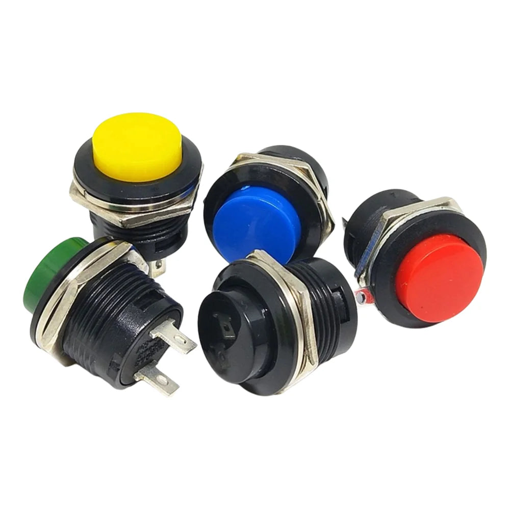 6PCS R13-507 Momentary Push Button Switch 16mm 6 Colors Self Reset Round Switch For Industrial Control Equipment