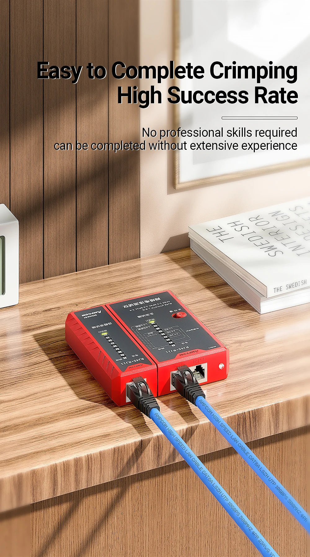 AMPCOM Pass Through STP RJ45 Connectors, CAT6 CAT5E Shielded 3/50μ Gold-Plated 8P8C Modular Plugs Crimp End for Ethernet Cable