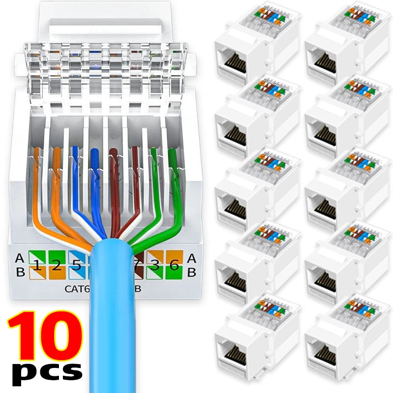 RJ45 Toolless Network Module Cat6 CAT5E Ethernet Keystone Jack No Punch Down Tool For Wall Plate Outlet T568A T568B Wiring