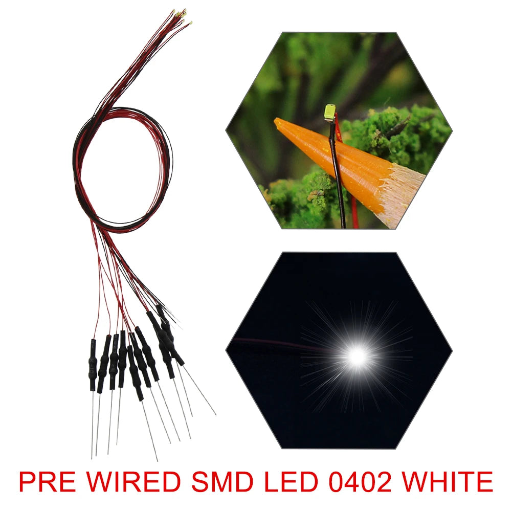 20pcs Pre-wired 20cm Long 30awg Wire SMD LED 0402 0603 0805 Lights Soldered Resistor for 12V White Red Blue Yellow Green