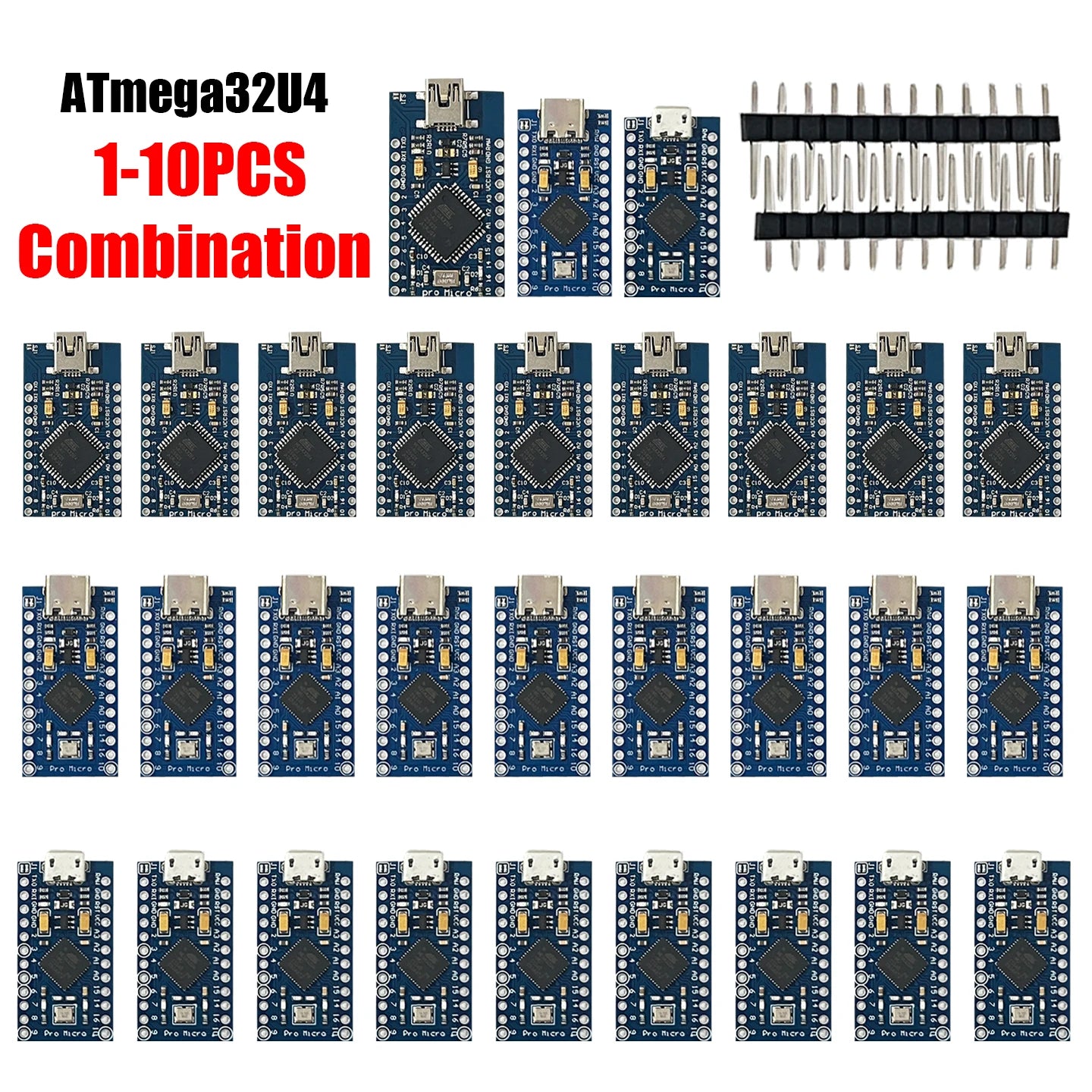 Pro Micro ATmega32U4 5V 16MHz Replace ATmega328 For Arduino Pro Mini With 2 Row Pin Header For Leonardo Mini Usb Interface 1-10
