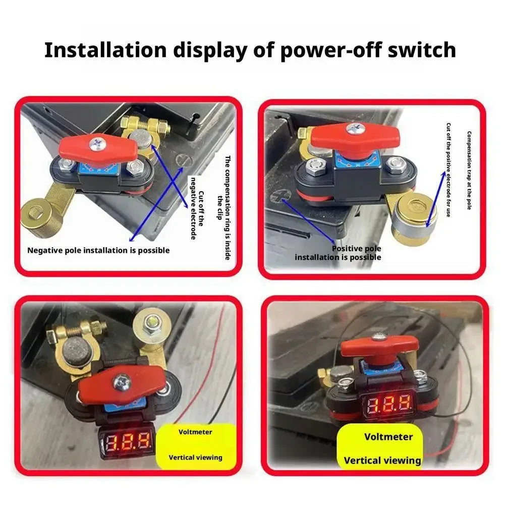 12V 24V Battery Disconnect Switch with Voltage Display Switch & Relays Instant Brass 360 Rotatable for Car Marine Power Protect