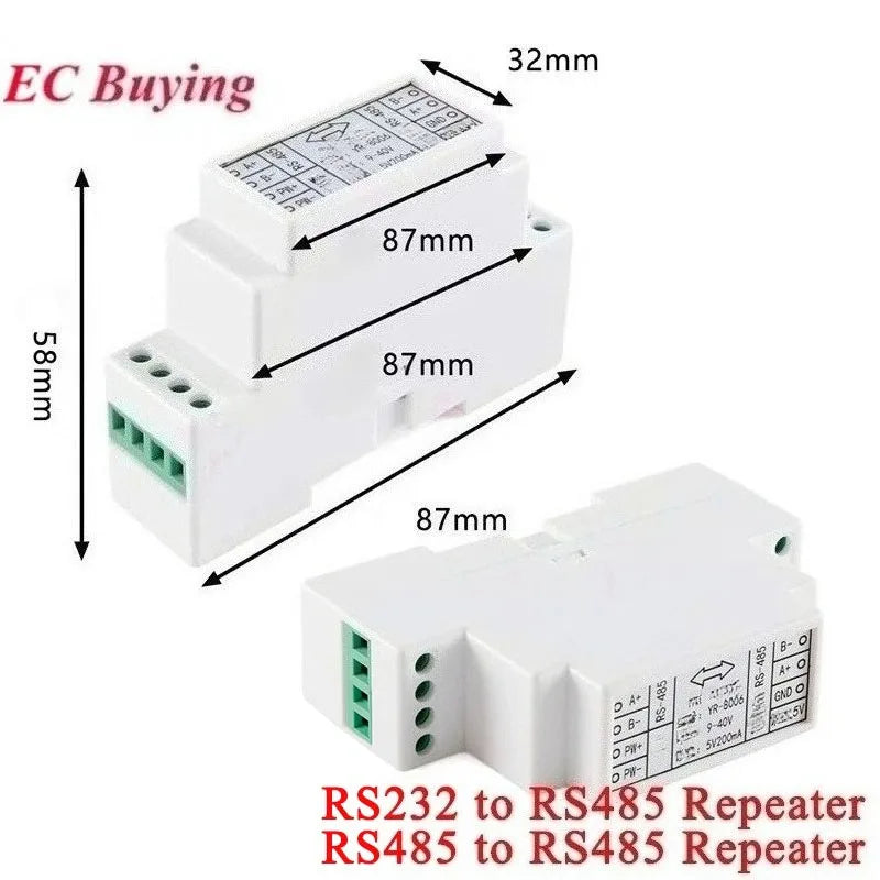 RS485 to RS485 Isolated RS-485 232 Turn 485 Repeater Communication Signal Amplifier Isolator Distance Extender Booster Converter