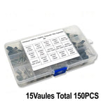 150/180/660PCS Polyester Film Capacitor Kit 100V 1nF 1.5nF 2.2nF 100nF 2A102J 2A471J 2A222J 2A392J 2A332J 2A472J 2A103J 2A473J