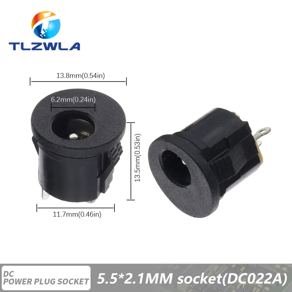 10Pcs DC Connectors 5.5x2.1mm 3.5x1.3mm DC Power Plug Male Female Jack Socket Nut Panel Mount DC Power Adapter Connector 5.5*2.1
