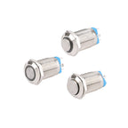 1pc 12mm Anti-Vandal Metal Push Button Switches High Flat Round With LED Green Red Blue White 3V 12V Momentary Latching Reset