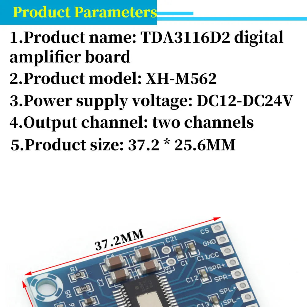 TPA3116D2 XH-M562 50W+50W 2.0 Channel Digital Stereo Audio Power Amplifier Board DC 12-24V