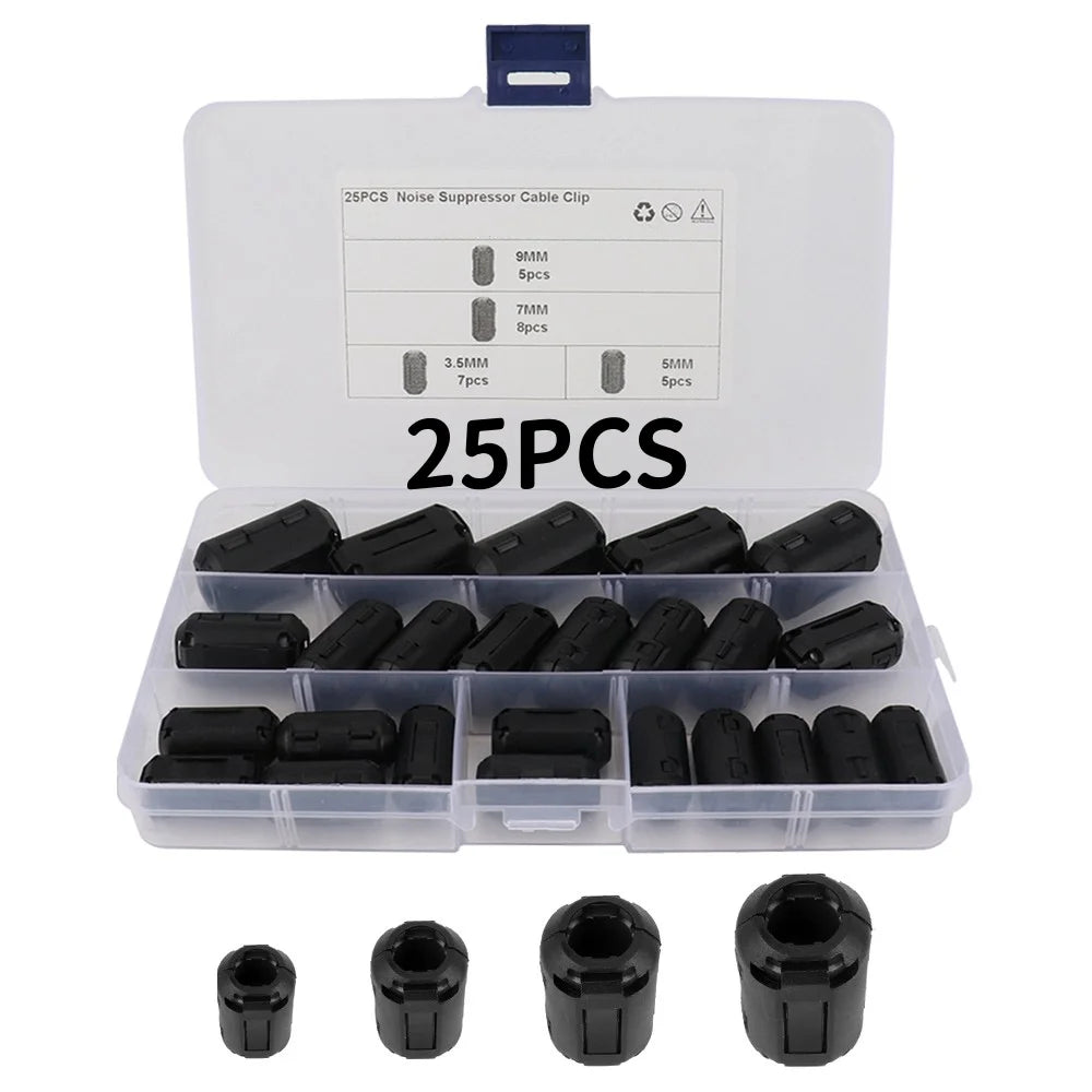 22/25pcs Clip-on Ferrite Core Beads EMI RFI Noise Suppressor Filter for USB Audio Video Power Cables Anti-Interference Choke