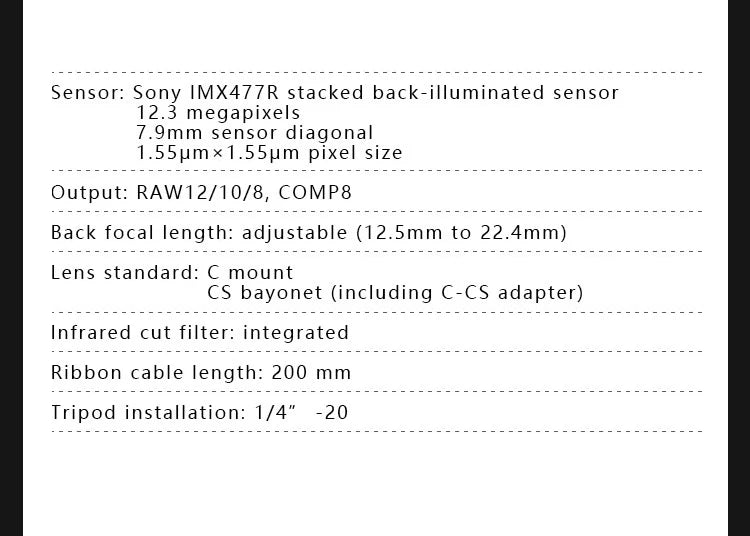 Raspberry Pi High Quality HQ Camera Module 12.3MP IMX477 sensor support for C- and CS-mount lenses