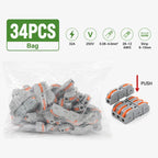 PCT-221 Lever Wire Connector 25 34 50 100PCS Inline Splicing Terminal Block Compact Cable Splitter Kit for LED Electrical Wiring