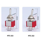 10Pcs MTS102 MTS203 Micro Switch 6mm Miniature Switch ON-OFF-ON Toggle Switch Single Pole 3Pin 6Pin ON/OFF Power Button Switch