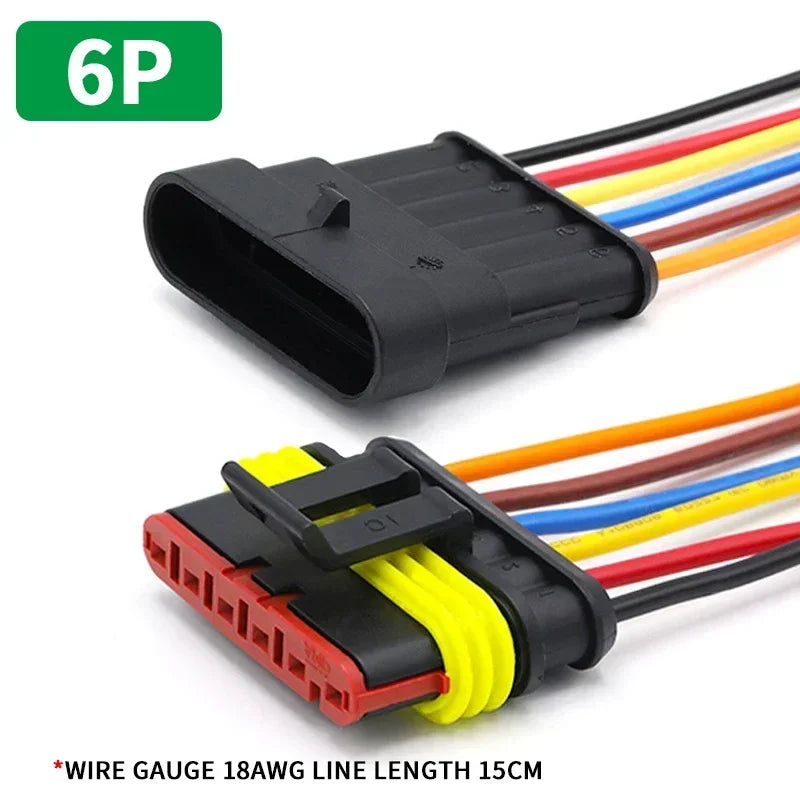 5/20/100 Sets 1/2/3/4/5/6 Pin Way Waterproof Electrical Wire Connector Plug 1.5mm Terminals 2Pin HID Plug Auto Xenon Lamp Plug