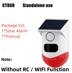 Tuya Smart WiFi Infrared Motion Detector Solar Outdoor PIR Wireless Strobe Siren Detector Sound Alarm Waterproof Remote Control