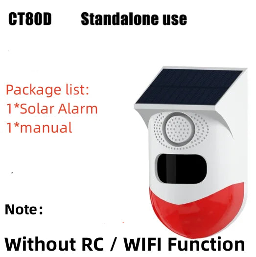 Tuya Smart WiFi Infrared Motion Detector Solar Outdoor PIR Wireless Strobe Siren Detector Sound Alarm Waterproof Remote Control