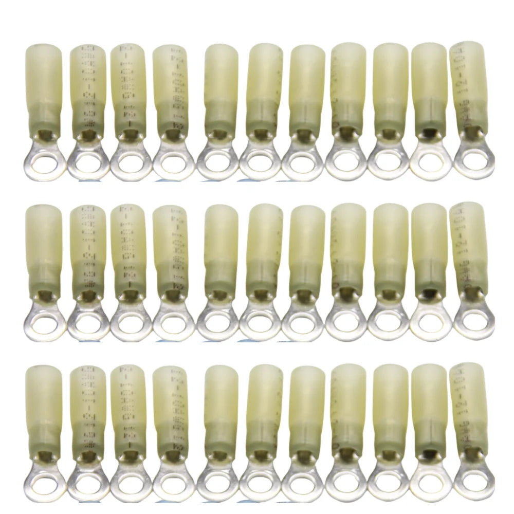 50PCS Heat Shrink Ring Crimp Terminals Electrical Wire Connectors M4/M5/M6/M8/M10 Insulation Ferrule Lugs Quick Splice Cables