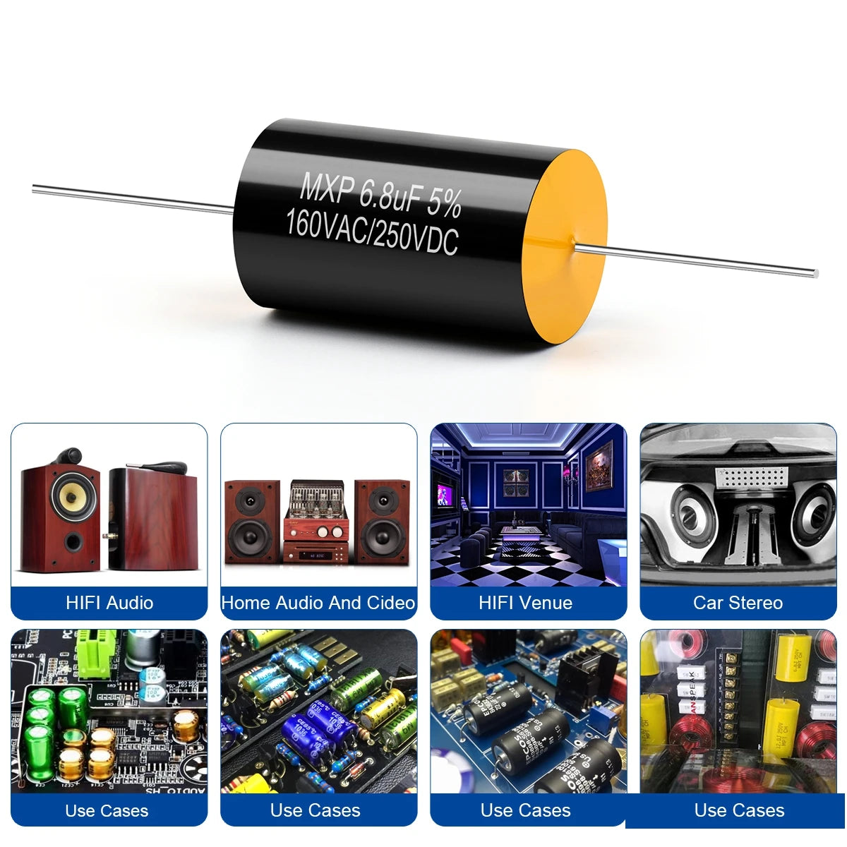2Pcs Audio Capacitor MXP Audiophile Frequency-Divided Divider 250V/160V 0.22UF 0.68UF 1.5UF 2.2UF 4.7UF 6.8UF 10UF 18UF 22UF