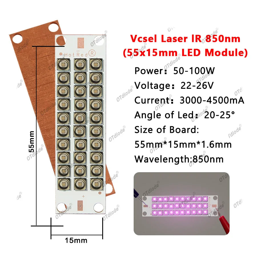 3535 Vcsel Laser High Power LED Chip IR Infrared 10W 20W 30W 50W 60W 80W 100W 850nm 940Nm 808nm 980nm 1064nm Sensing Monitoring