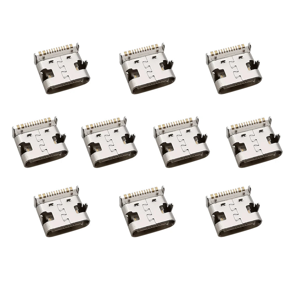 10Pcs Type C Jacks 16 Pin USB 3.1 Charging Dock Connectors 20V 5A USB-C  Female Sockets DIP PCB Mount Repair Port Type-C Adapter