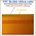 2Pcs 0.85mm/0.9mm/1.25mm Pitch 3/4/6/8/10/12/20/30P Solder Pad Via FPC Cable Pin Gold Plating   Wire Connector Cable Connector