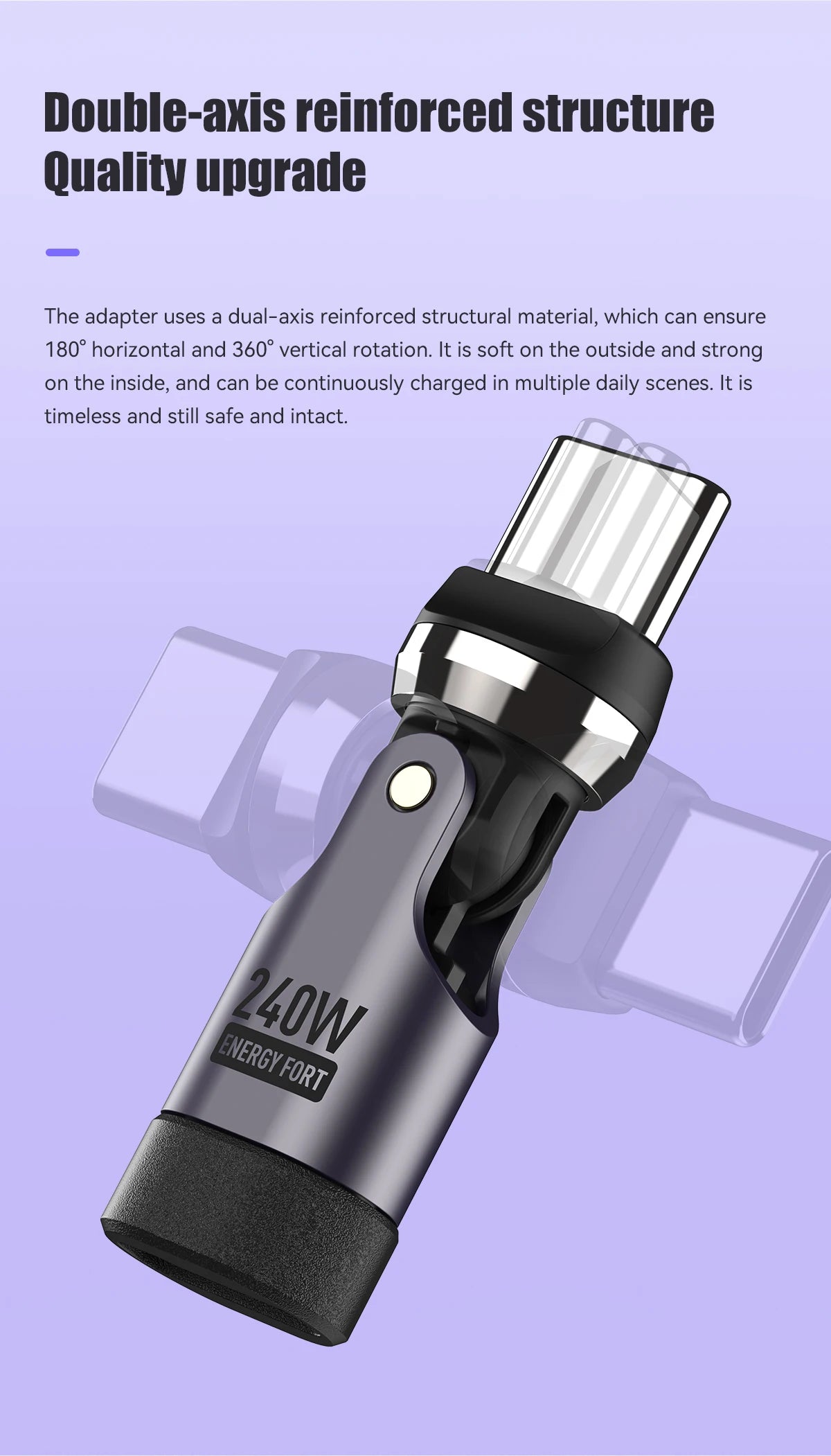 PD240W OTG C Type Adapter 90° 540° Rotating Type C Adapter Fast Charging USB C Adapter Extender for iPhone 17Pro Laptop Tablet