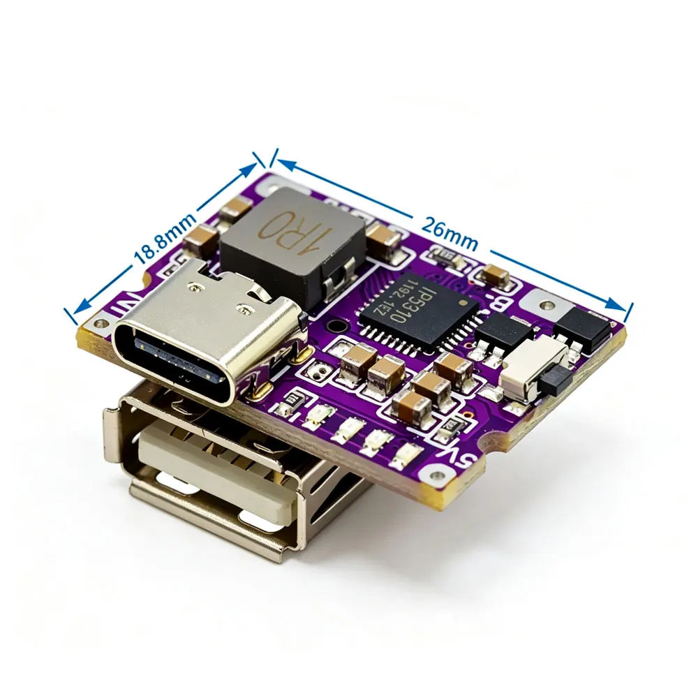 IP5310 Type-C USB 5V 3.1A Boost Converter Step-Up Power Module Mobile Power Bank Accessories With Switch LED Indicator Type-C U