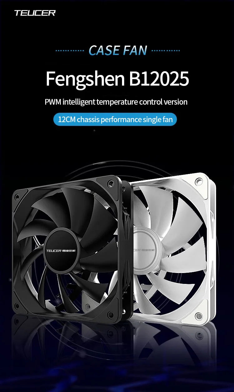 TEUCER PC Computer Case Fan PWM 4 Pin 120mm Silent 12CM Fan CPU Cooler Cooling Fan Cooling Radiator Fan 12V Adjust Fan Speed