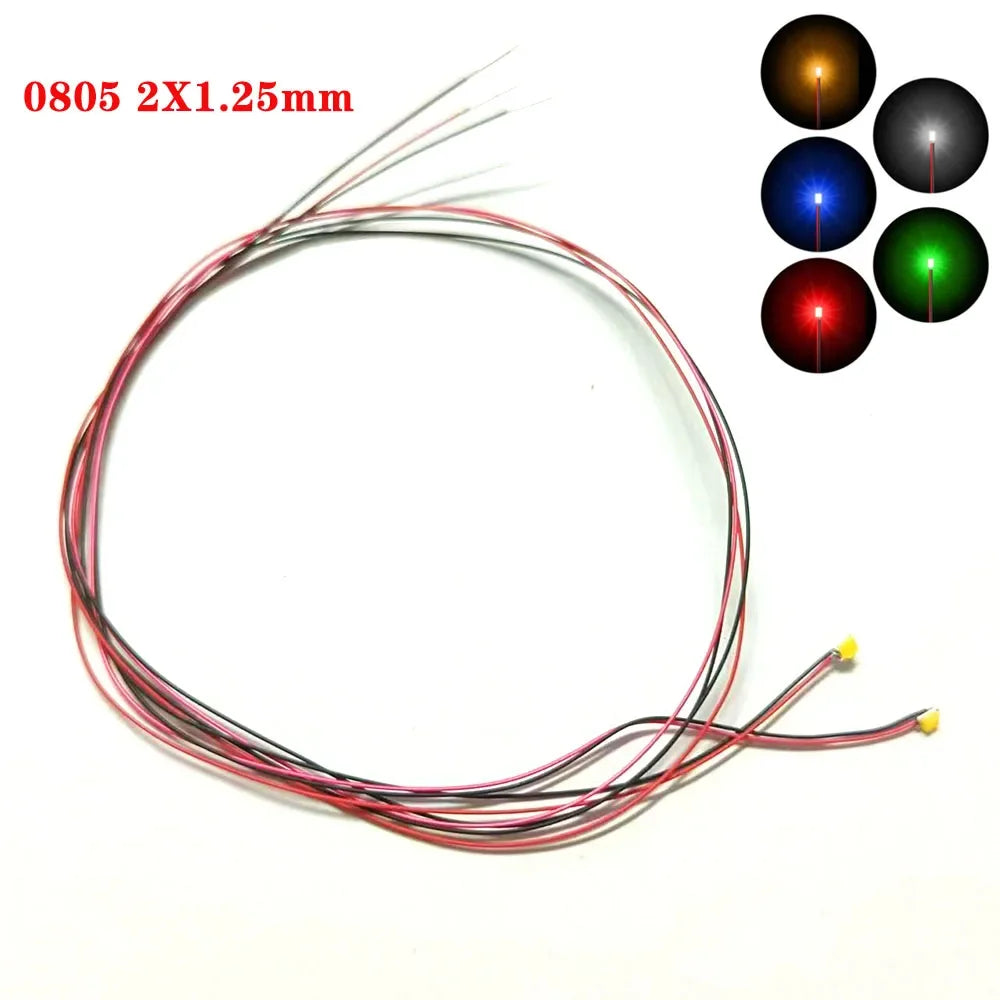 100Pcs/Lot 0402 0603 0805 1206 Led SMD Wire For Model Train HO N OO Scale Red Black Line Pre-soldered Micro Litz Diorama Railway