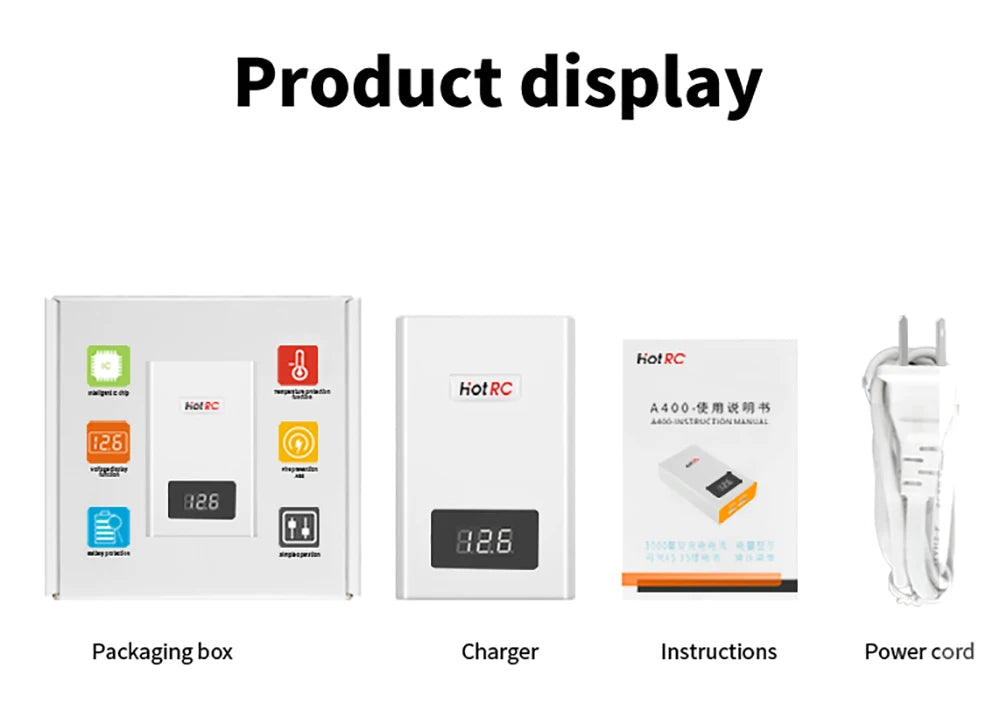 HotRC A400/B3 10W Balance Charger 2S/3S/4S Cells 100V-240V AC EU/US Plug Lipo Battery Fast Charger Remote Control Car Charger