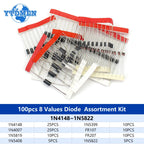 100-200pcs Rectifier Schottky Diode Kit 1N4007 1N4148 1N5408 1N5819 1N5822 1N4001 1N4004 1N5404 FR107 FR207 Fast Switching Diode