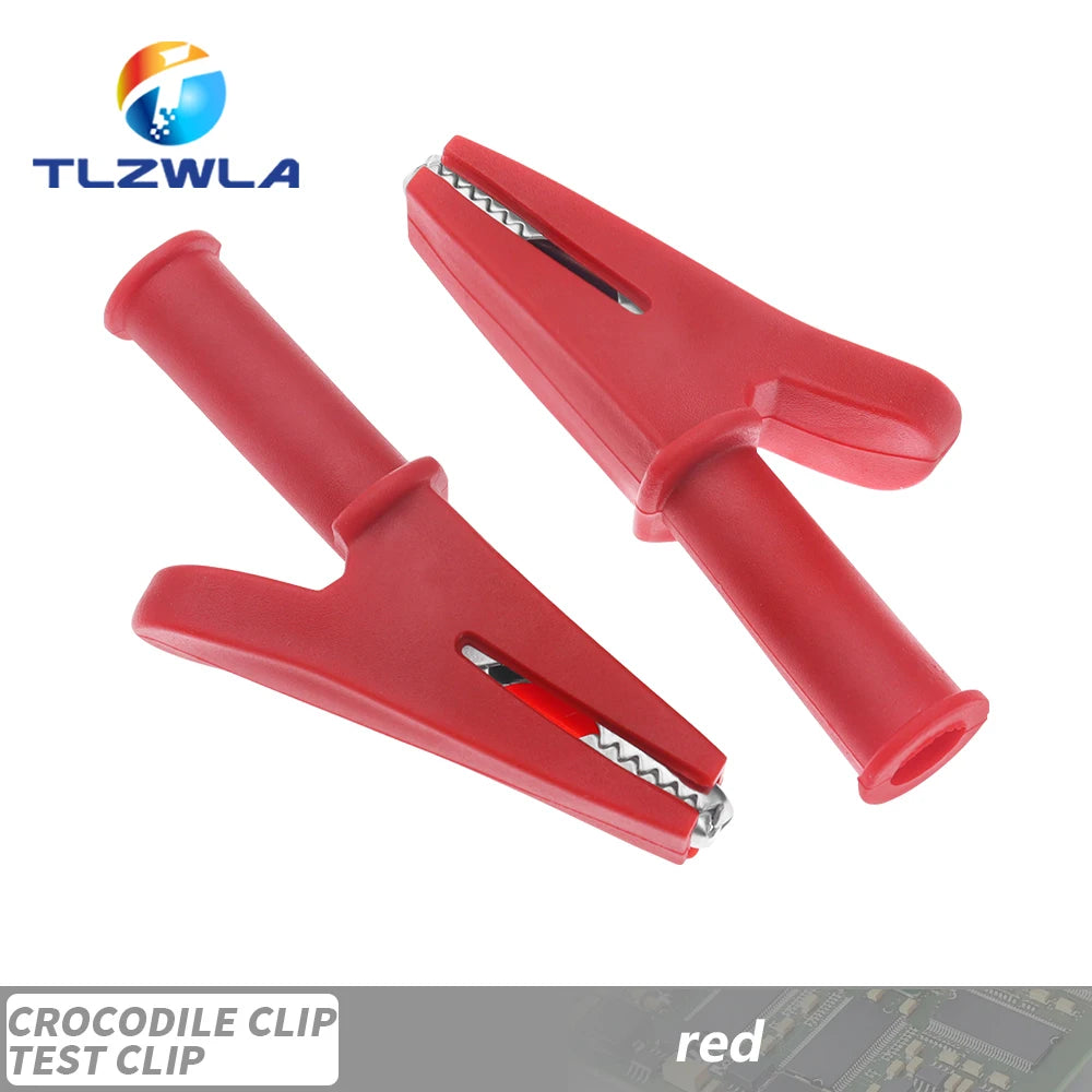 5PCS Pure Copper Insulated Test Alligator Clip 10MM Opening With 4MM Jack Safety Crocodile Clamps For Banana Plug Or Welding