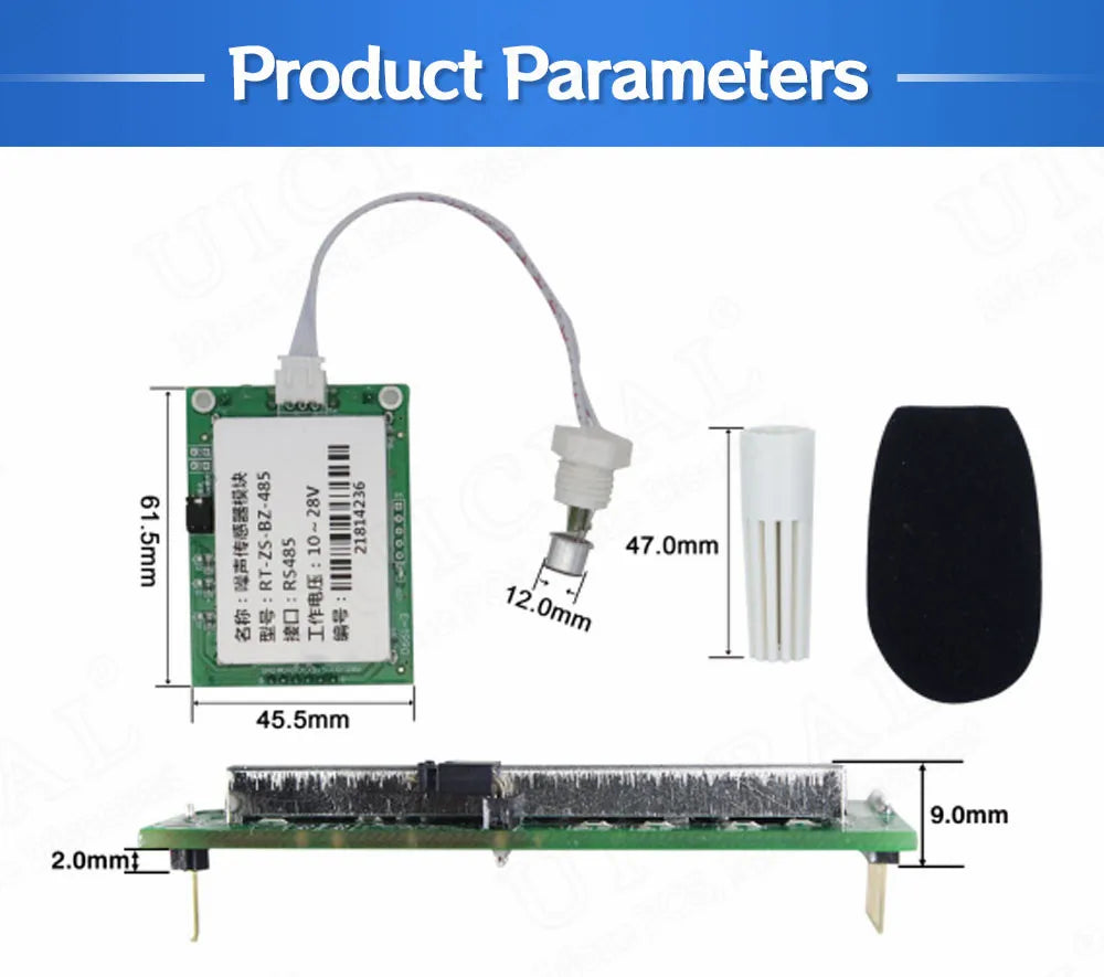 Decibel Meter Noise Sensor Module Tester Transmitter Output TTL RS485 0-3V 30-120dBA 20-12.5kHz High Precision