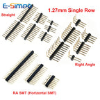 100pcs 1*2/3/4/5/6/40/50P 1.27mm Straight/RA 90d/ Horizontal RASMT Single Row 0.05" Gold-Plated Rohs PCB Male Pin Header