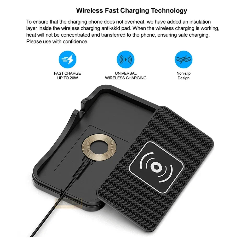 15W Fast Car Wireless Charger Anti-skid Silicone Charging Pad For Samsung HUAWEI iPhone Charging Mat for Smartphone Car Styling