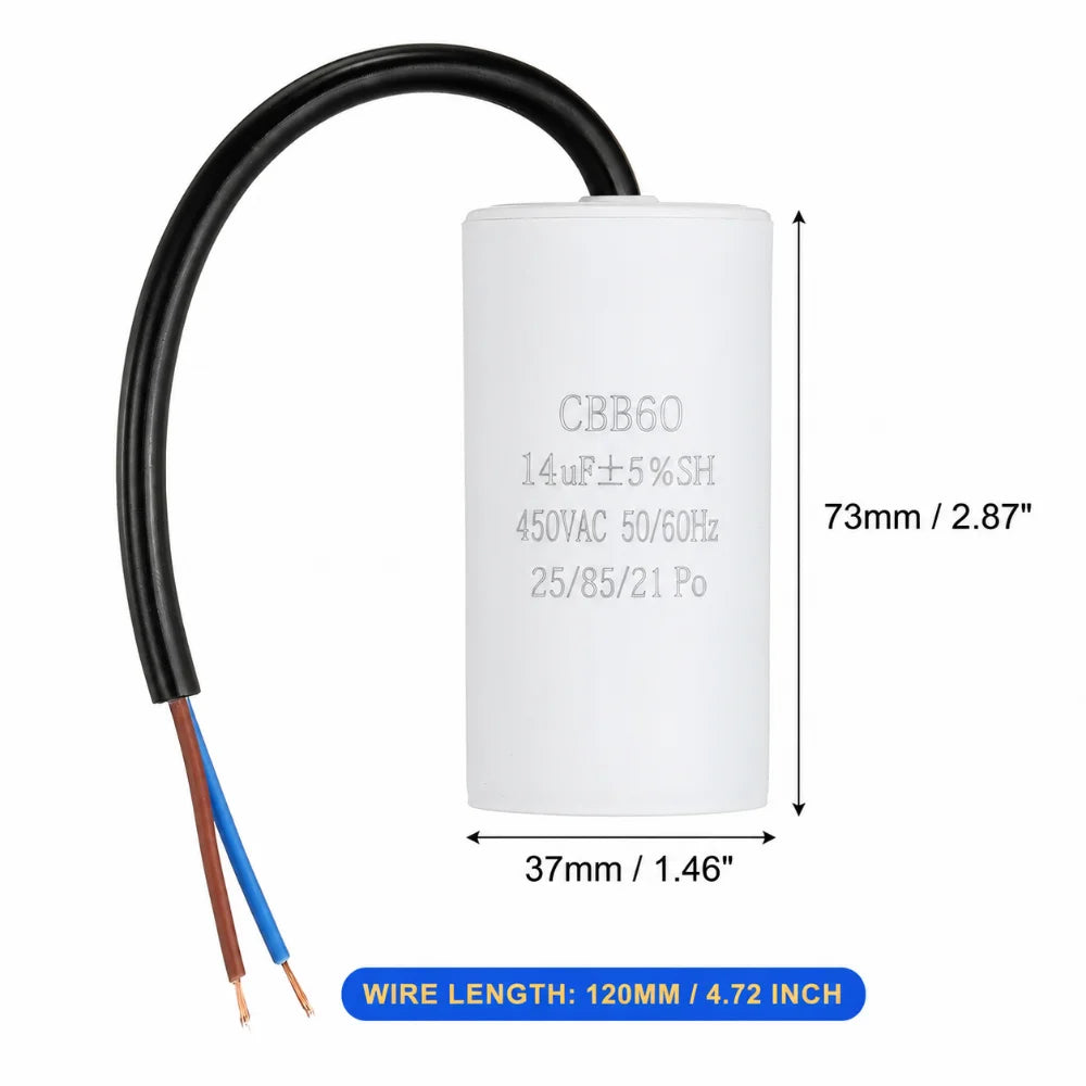 Durable 450V CBB60 Capacitor 50/60Hz 3UF-100UF Start Capacitor Round Motor Run Capacitor