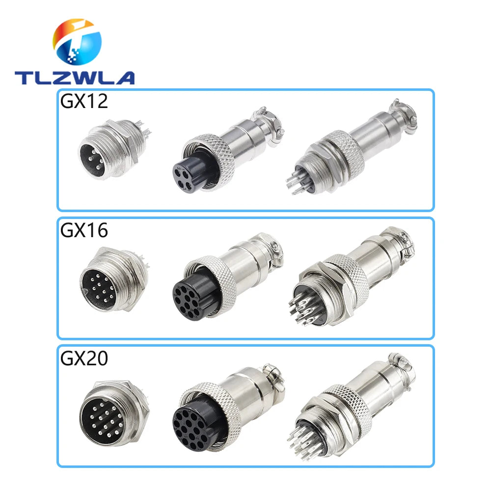 GX12 GX16 GX20 2/3/4/5/6/7/8/9/10 Pin Male Female Butting Wire Cable Circular Aviation Socket Plug Panel Connector Dropshipping