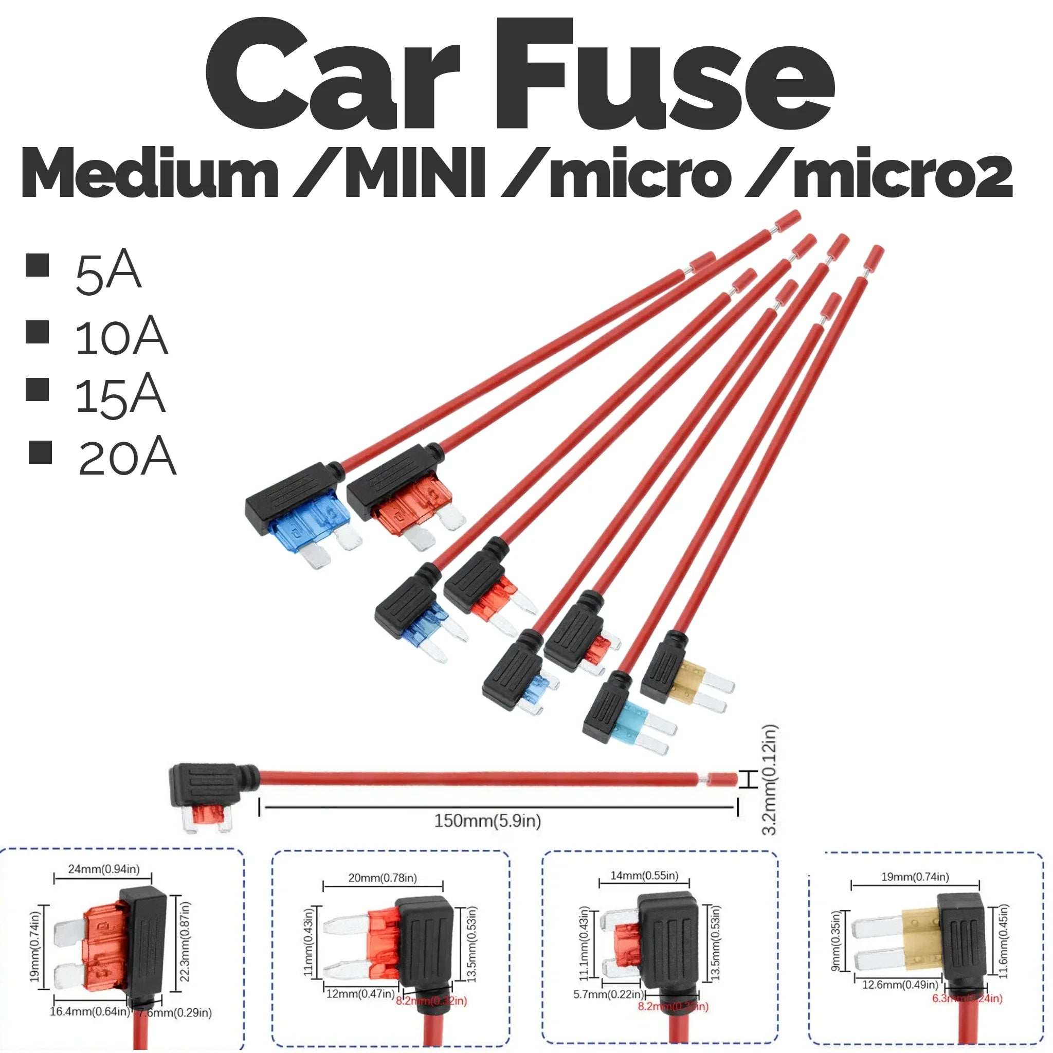 1-5-10pcs 12V 5A 10A 15A 20A Car Fuse Holder Add-a-circuit TAP Adapter Micro Standard Micro2 ATM APM Blade MINI Medium