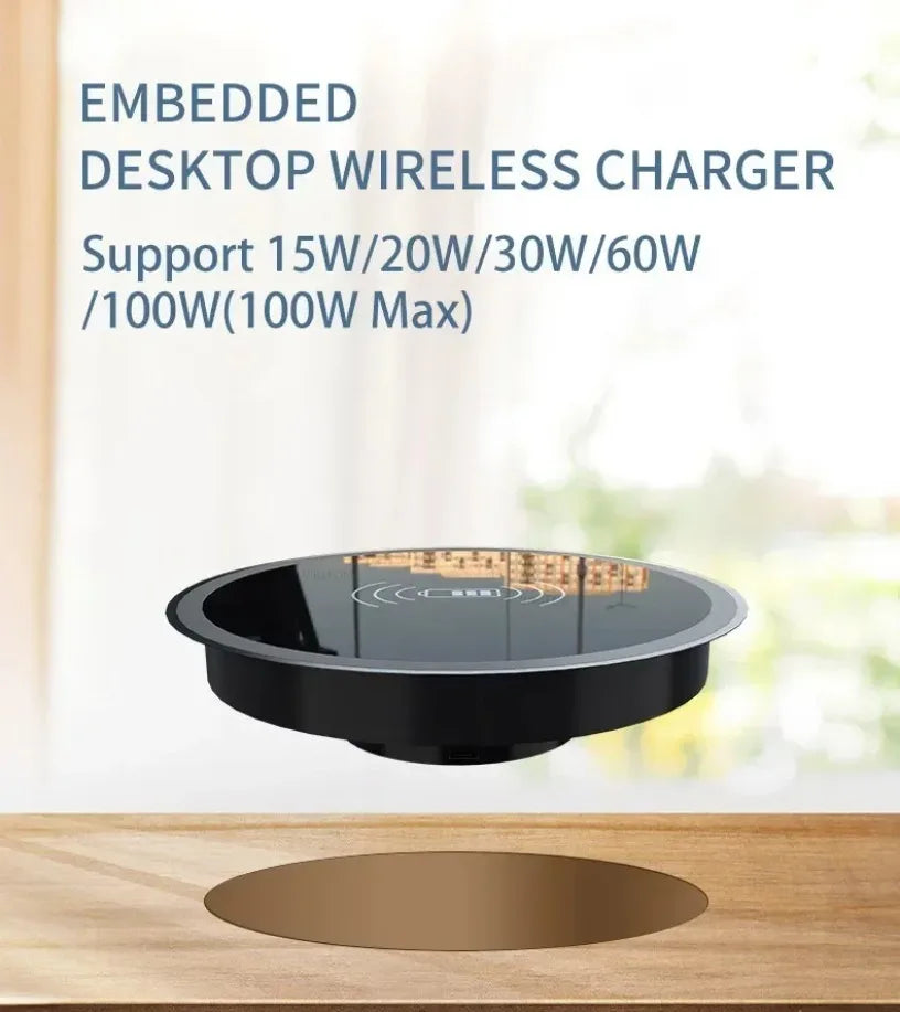 Embedded 15W Wireless Charger Fast Inductive Charging Base Desktop For iPhone 16 15 14 13 12 Samsung S24 S23 Huawei Xiaomi Phone