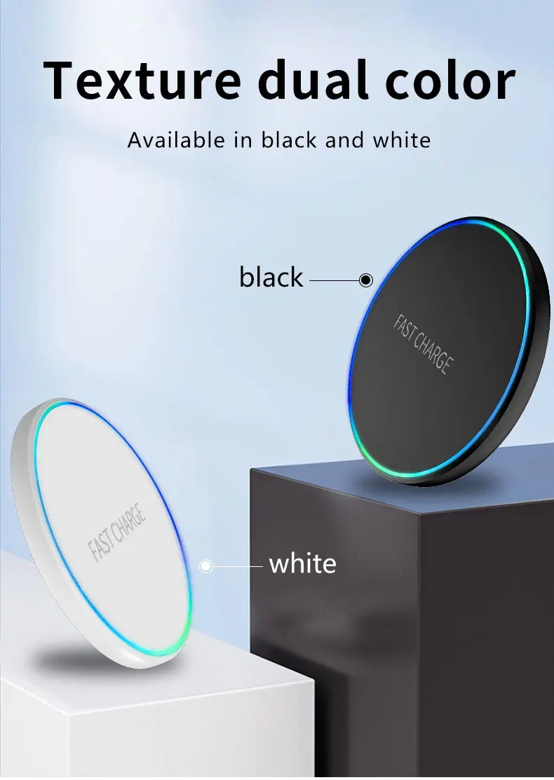LED Light Mini Wireless Charger Pad For iPhone 17 16 15 14 13 12 Samsung S25 S24 S23 Xiaomi AirPos 4/3 Pro Fast Charger Station
