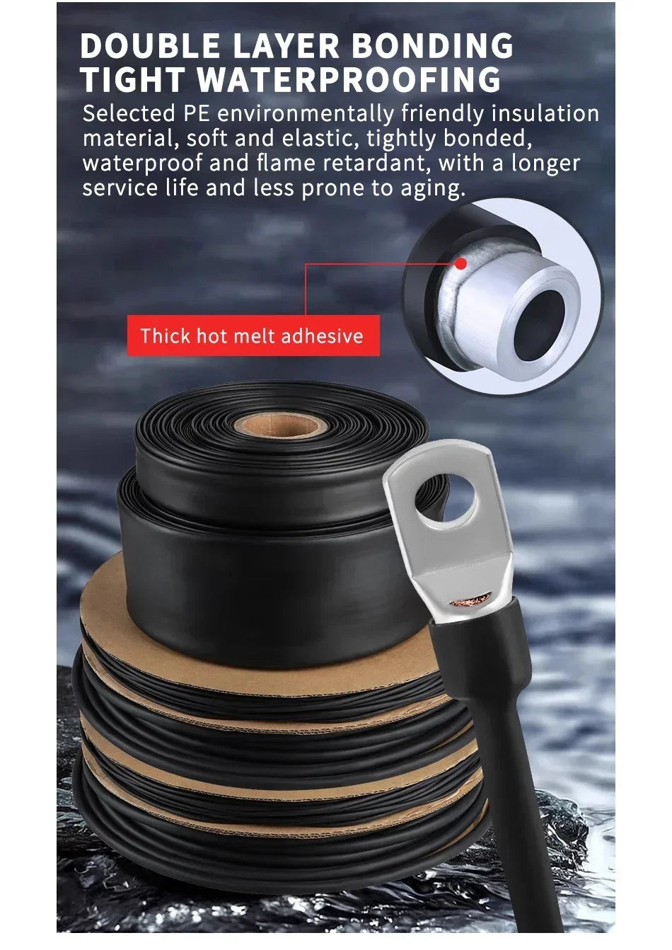 100 Meters/ 10M 3:1 Ratio Adhesive Lined Heat Shrink Tube Thicken With Glue Dual Wall Tubing Diameter 2.4/3.2/4.8/6.4/7.9/9.5mm