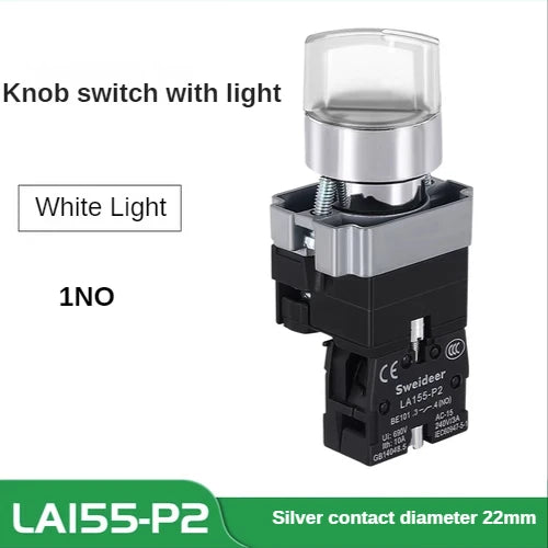 22MM Knob Switch Button LED Light Rotary Switch Momentary Latching 2/3 Position ON/OFF Power Switch 6V12V24V220V380V110V TURN